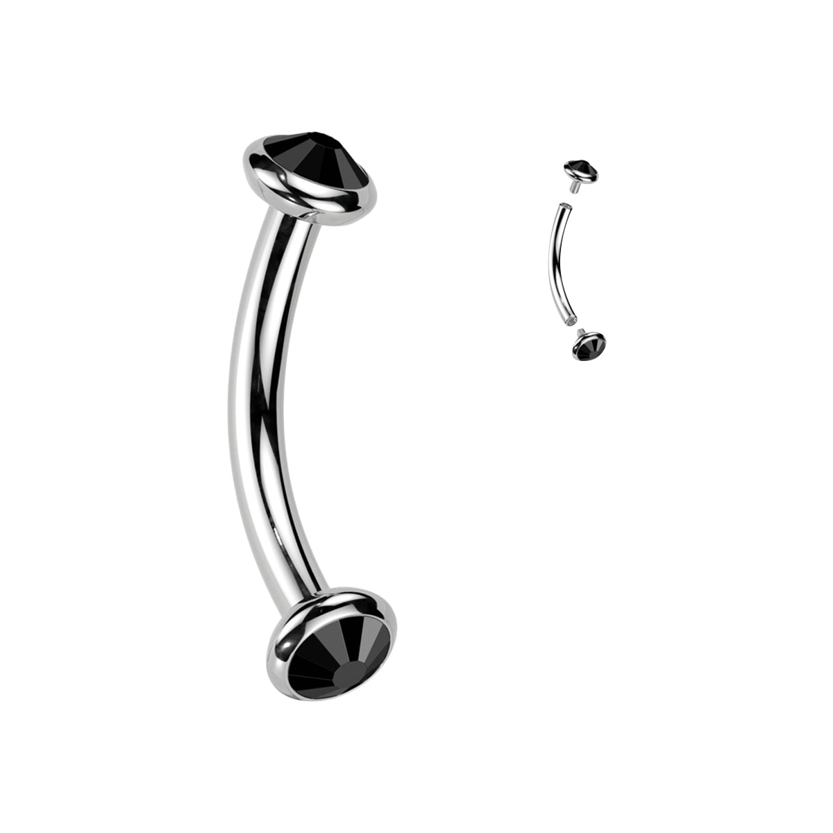 Titanium Curved Eyebrow Barbell 16G 8mm with CZ - photo 9