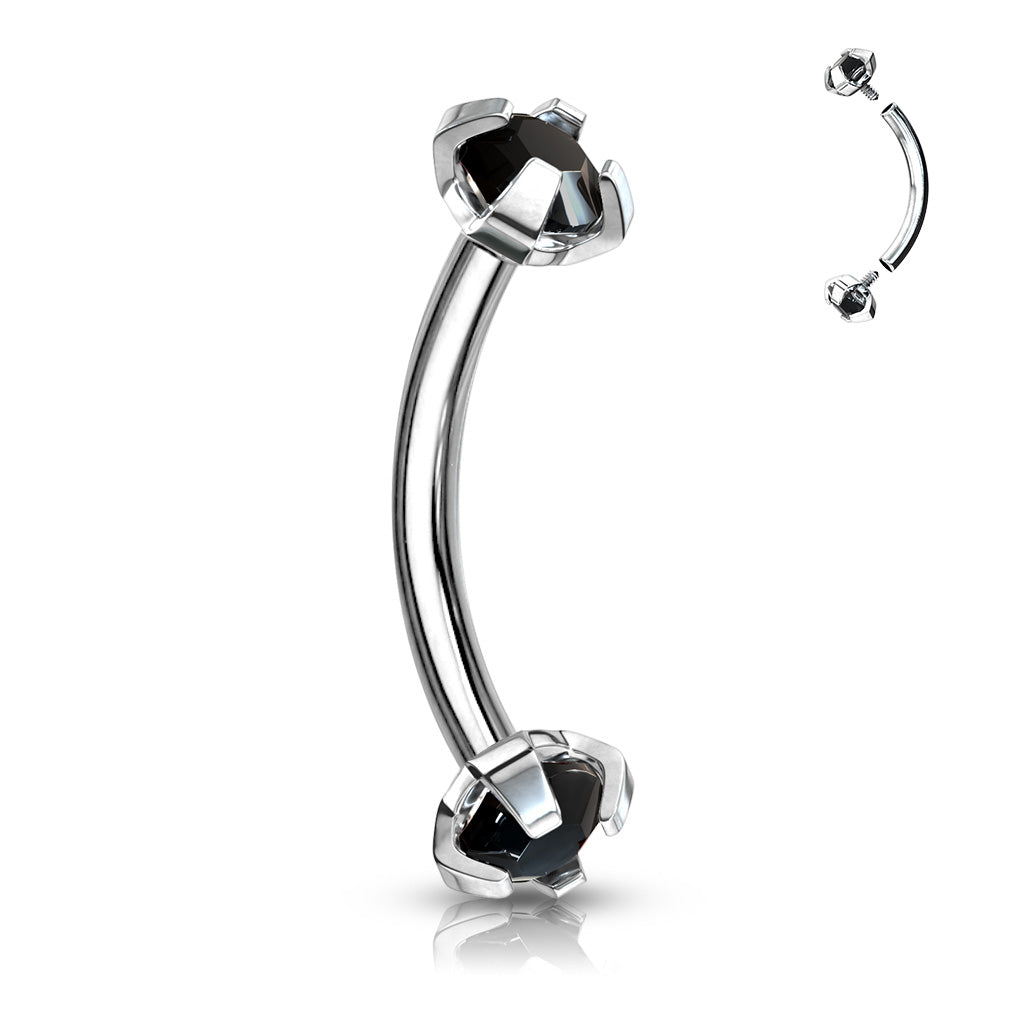 Surgical Steel Curved Barbell 16G 8mm with 3mm CZ Crystal - photo 4