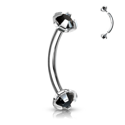 Surgical Steel Curved Barbell 16G 8mm with 3mm CZ Crystal - photo 4