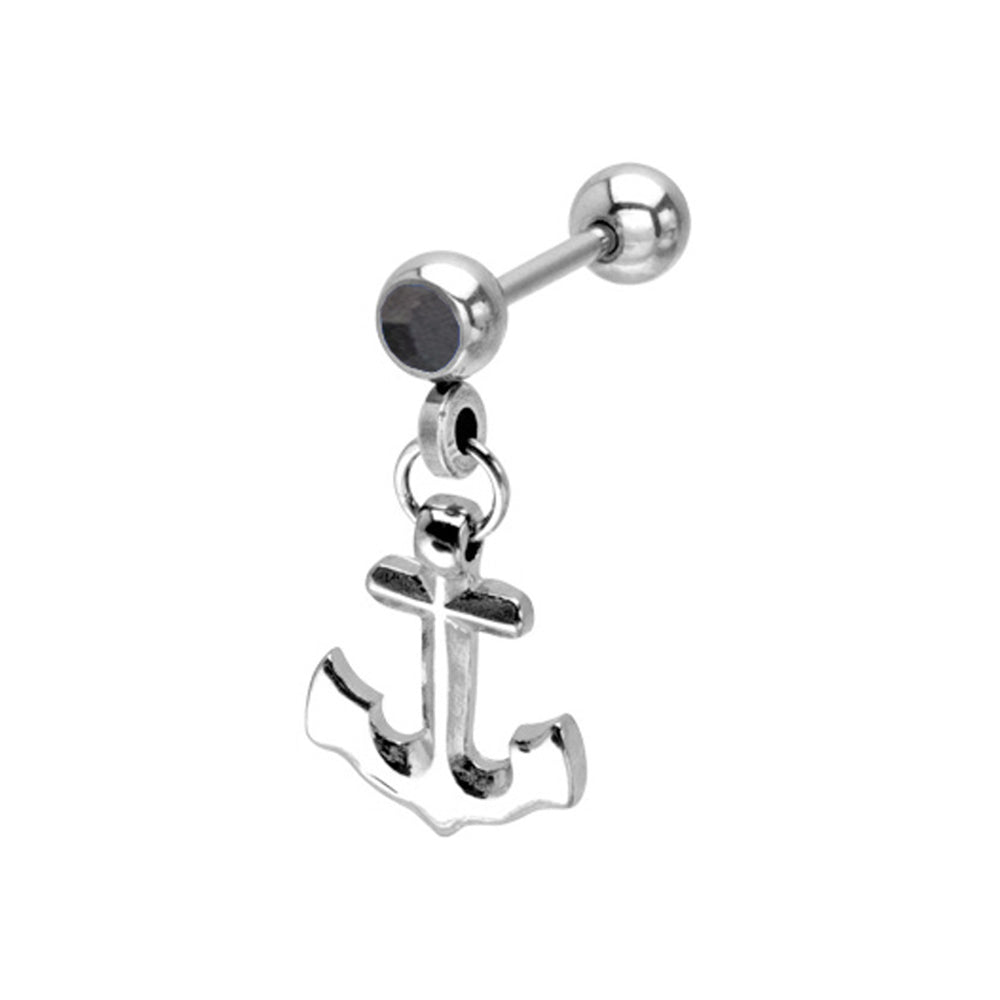 Surgical Steel 18 Gauge Cartilage Barbell with CZ Dangle Anchor - photo 5