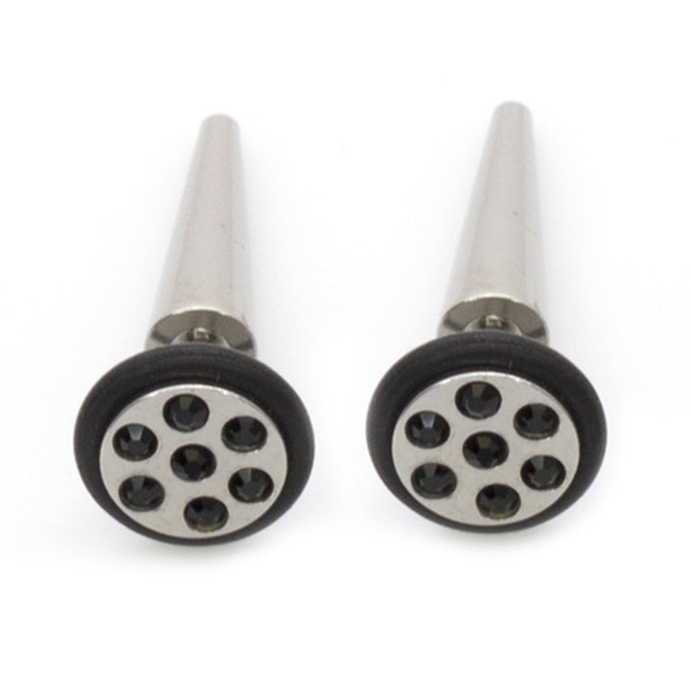 Surgical Steel 16 Gauge Fake Taper Ear Gauges with CZ - Pair - photo 3