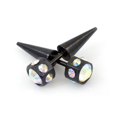 Surgical Steel 16 Gauge Crystal CZ Fake Taper Ear Gauges - Pair - photo 3
