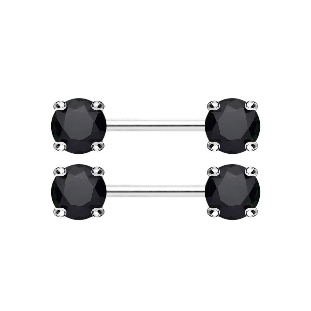 Surgical Steel 14 Gauge Nipple Barbell with Front Facing CZ - Pair - photo 11