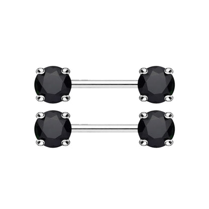 Surgical Steel 14 Gauge Nipple Barbell with Front Facing CZ - Pair - photo 11