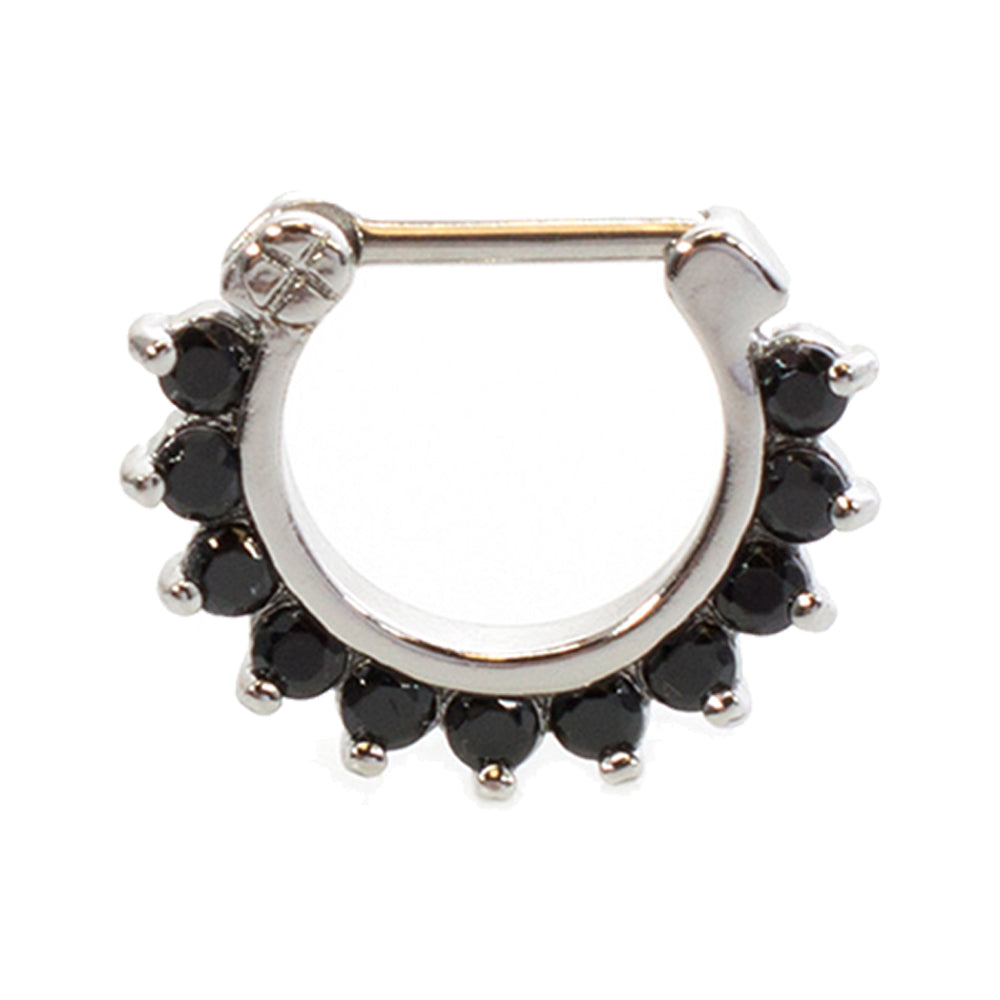Surgical Steel 16 Gauge Septum Clicker Hoop with Prong Set CZ - photo 4