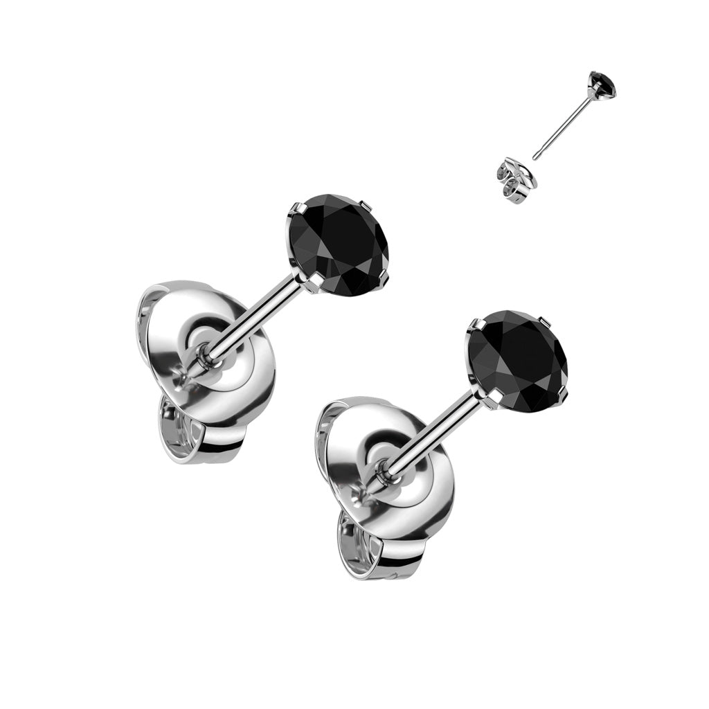 Titanium Prong Set CZ Stud Earrings 20G 2mm to 4mm - Pair - photo 6