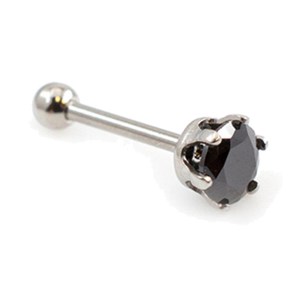 Surgical Steel 16 Gauge Crown Prong CZ Stud Barbell