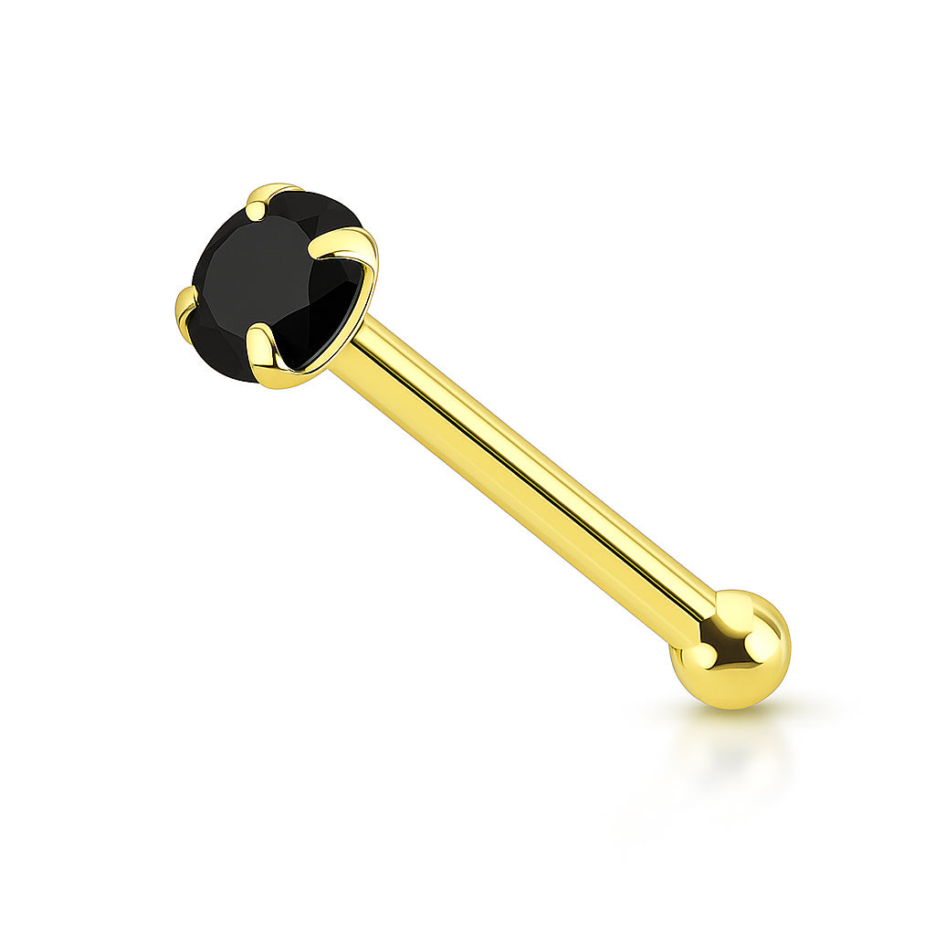 14K Solid Gold Nose Bone Stud 22G 6mm with CZ Top - photo 6