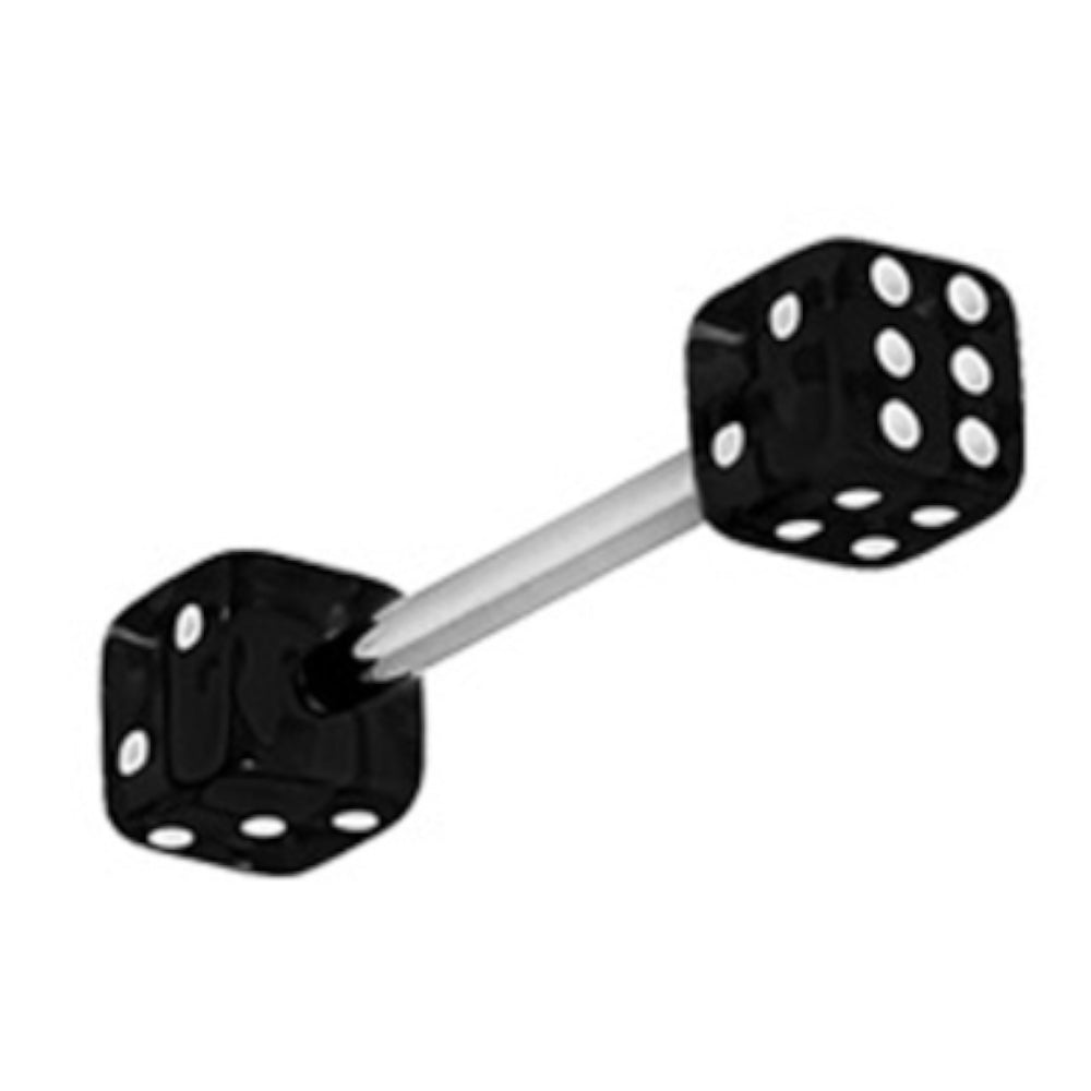 Surgical Steel Double Dice Tongue Barbell 14 Gauge 15mm - 9 Colors - photo 3