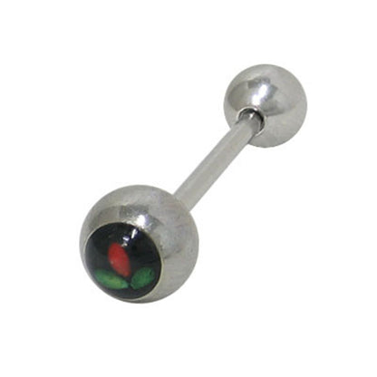 Surgical Steel 14 Gauge Tongue Barbell with Flower Logo - photo 2