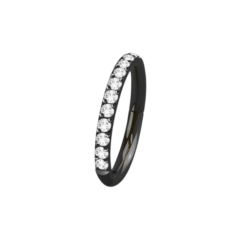 Titanium 16 Gauge Hinged Hoop Ring Segment with Forward Facing CZ