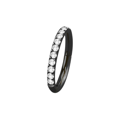Titanium 16 Gauge Hinged Hoop Ring Segment with Forward Facing CZ