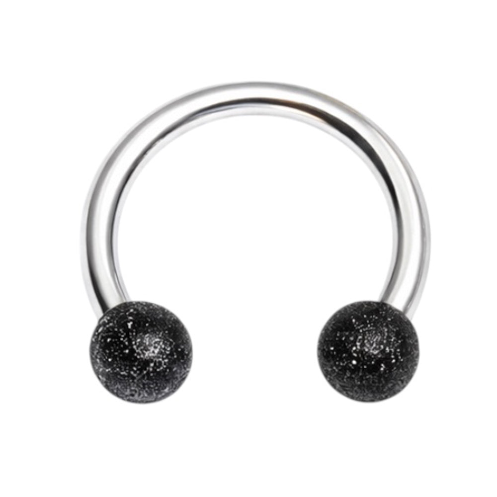 Surgical Steel 16 Gauge Horseshoe Circular Barbell with Glitter Ball - photo 2