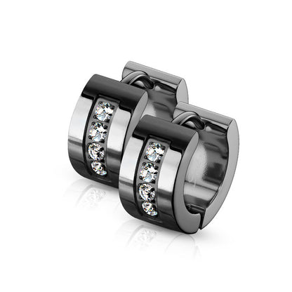 Surgical Steel 20 Gauge Paved CZ Hinged Clicker Huggie Hoops - Pair - photo 3