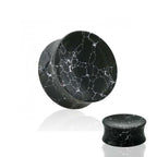 Black Howlite Stone Double Flared Plug Ear 4 to 1-1/2" Gauge - Pair - Kruelty
