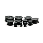 Black Howlite Stone Double Flared Plug Ear 4 to 1-1/2" Gauge - Pair - Kruelty - Photo 3
