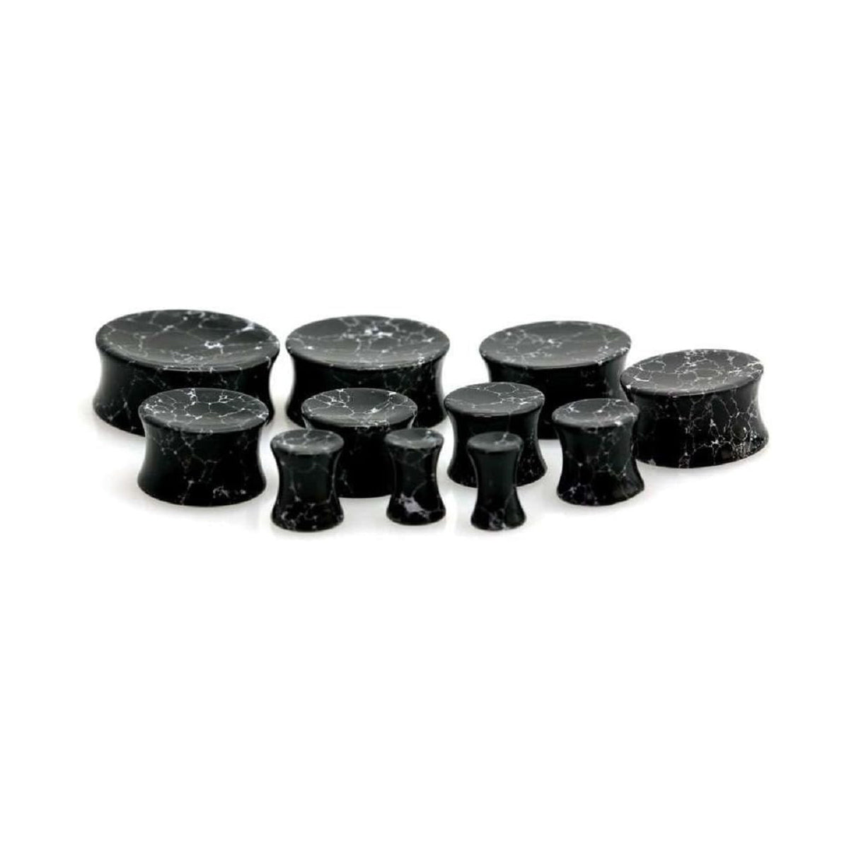 Black Howlite Stone Double Flared Plug Ear 4 to 1-1/2" Gauge - Pair - Kruelty - Photo 3