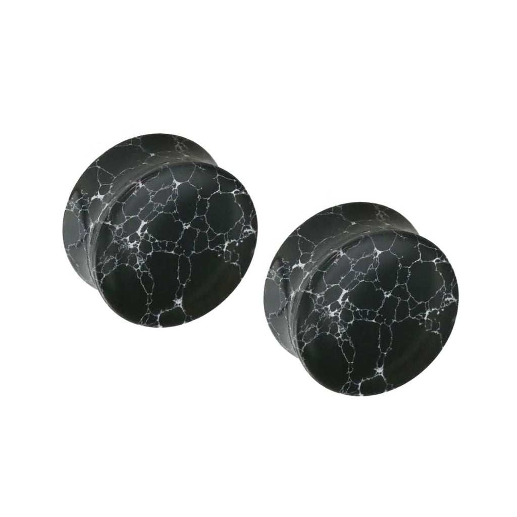 Black Howlite Stone Double Flared Plug Ear 4 to 1-1/2" Gauge - Pair - Kruelty - Photo 4