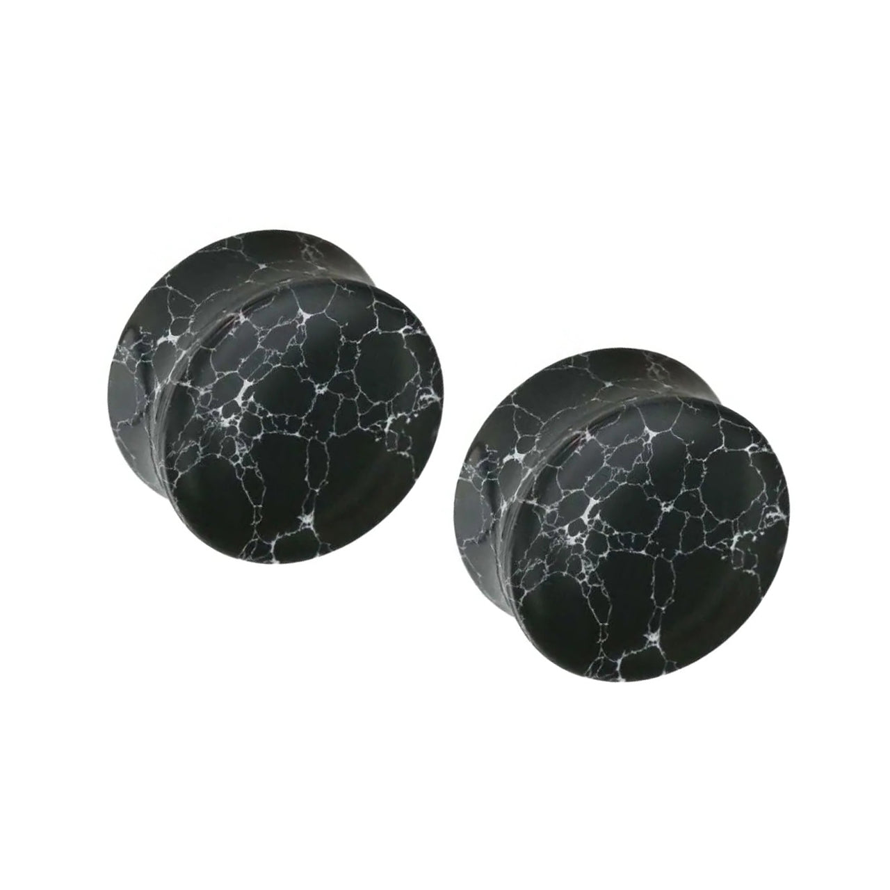 Black Howlite Stone Double Flared Plug Ear 4 to 1-1/2" Gauge - Pair