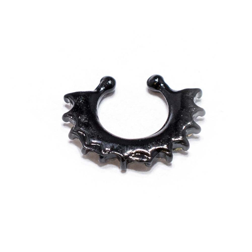 Black Ion Plated Surgical Steel Faux Septum Ring with CZ Gems - photo 2