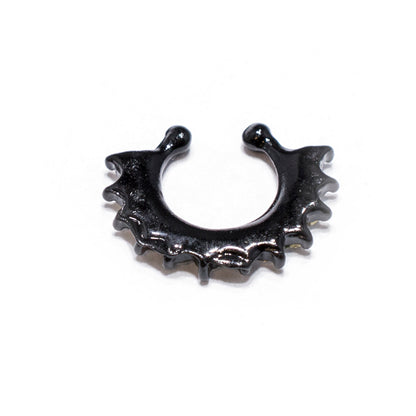 Black Ion Plated Surgical Steel Faux Septum Ring with CZ Gems - photo 2