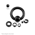 Black IP Surgical Steel Spring Action Captive Bead Ring