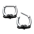 Black Surgical Steel 16 Gauge Mustache Hinged Segment Ring