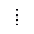 Titanium belly ring with triple pearl dangle