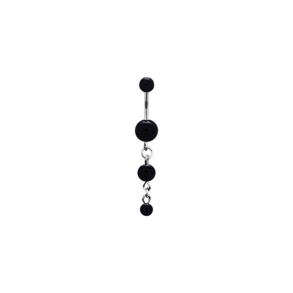 Titanium belly ring with triple pearl dangle