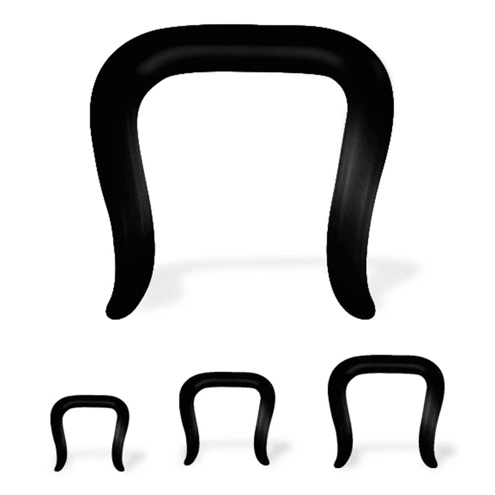 Black Pyrex Glass U Shape Septum Retainer - 14 12 10 Gauge - photo 3