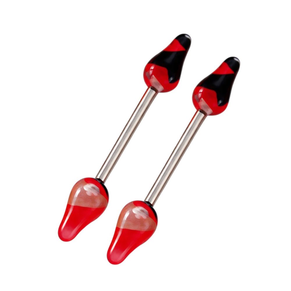 Surgical Steel 14 Gauge Nipple Barbell Spike with UV Acrylic - Pair - photo 5
