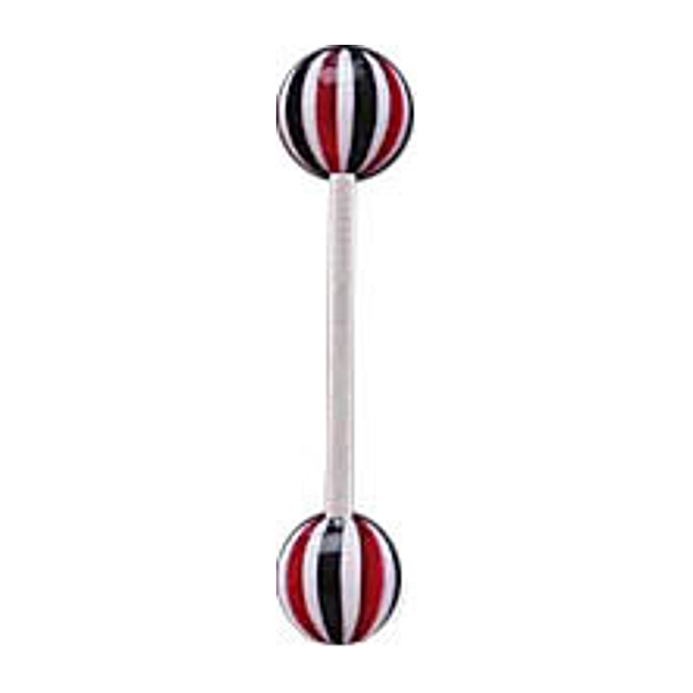 Surgical Steel 14 Gauge Straight Barbell with Beach Ball Acrylic