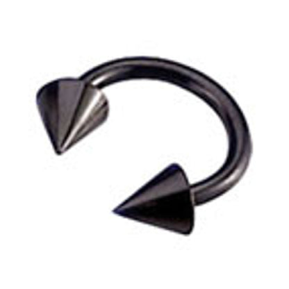 Surgical Steel 14 Gauge Black Horseshoe Barbell with Spike - photo 2