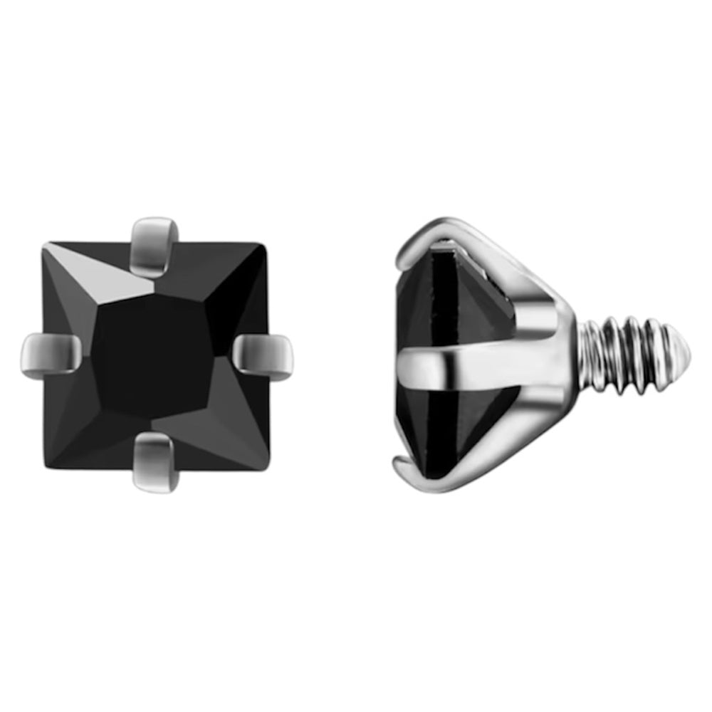 Surgical Steel 14 Gauge CZ Dermal Anchor Top with Prong Square Gems - photo 3