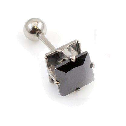Surgical Steel 16 Gauge Square Prong CZ Stud Barbell