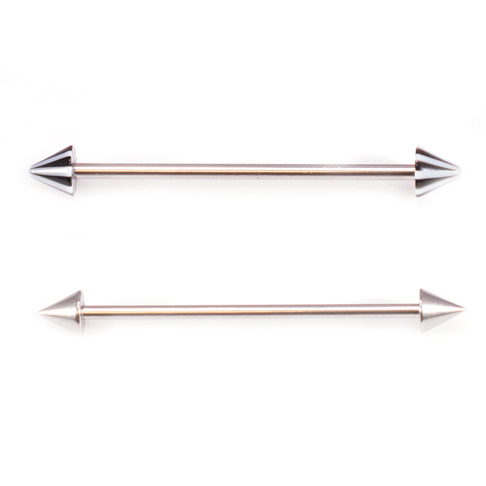 Surgical Steel 14 Gauge Industrial Barbell with Stripe Spike - Pair - photo 5
