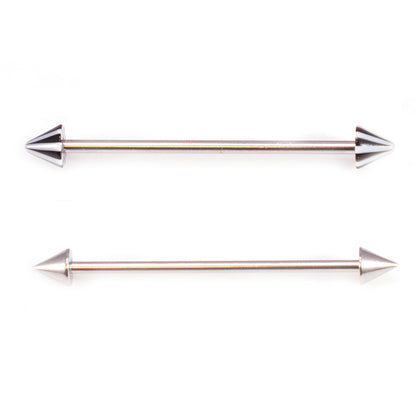 Surgical Steel 14 Gauge Industrial Barbell with Stripe Spike - Pair - photo 5