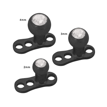 Black Titanium 3 Hole Dermal Anchor with Jeweled Bead - photo 3
