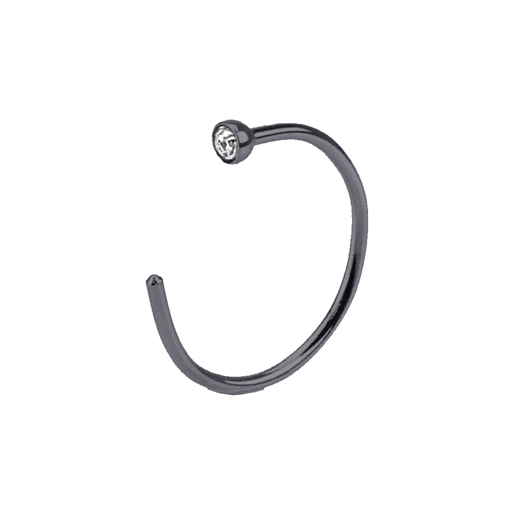 Surgical Steel 20 Gauge Open Nose Hoop Ring with Clear CZ - photo 5