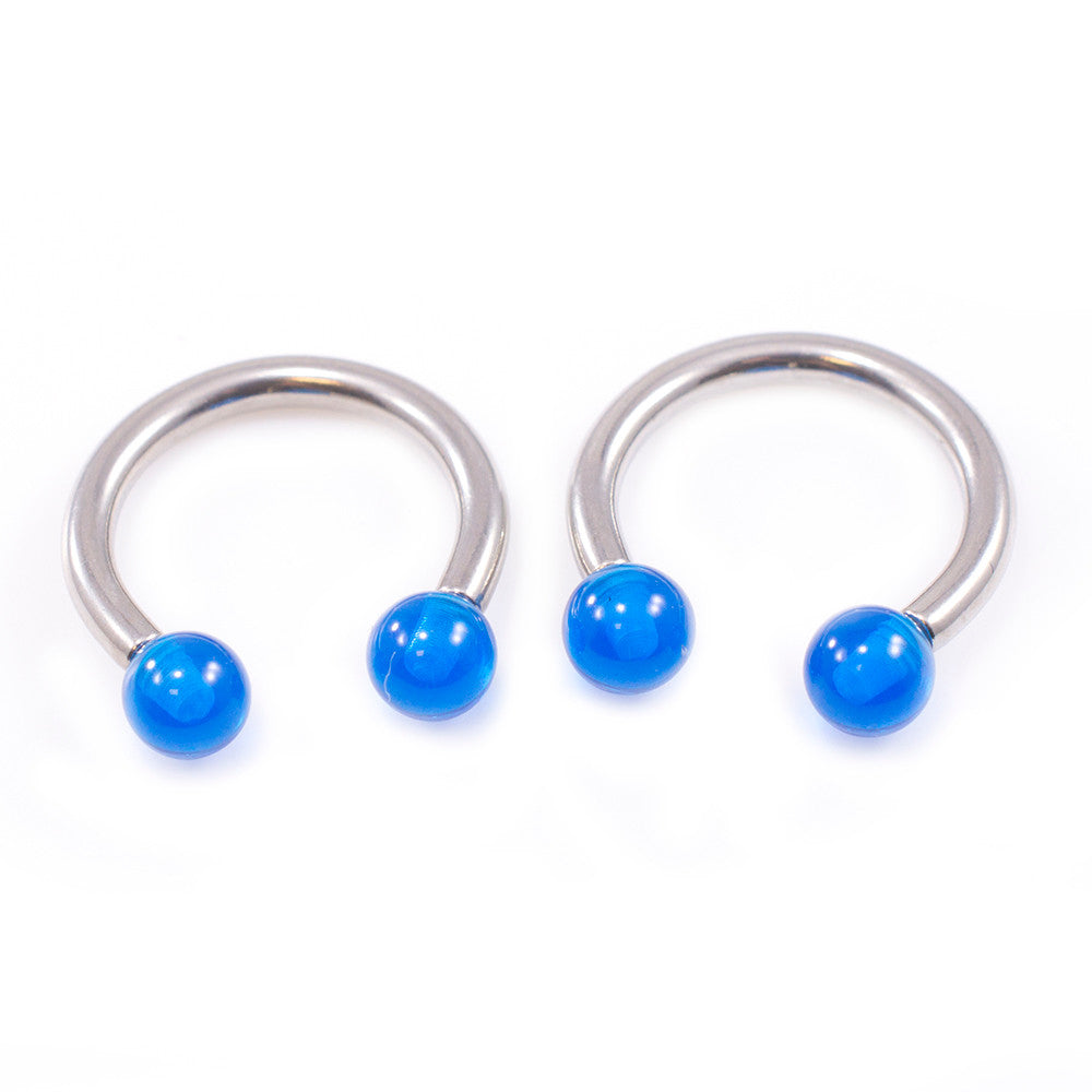 Surgical Steel 10 Gauge Horseshoe Barbell with Acrylic Ball - Pair - photo 4