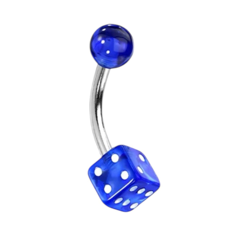 Surgical Steel 14 Gauge Belly Ring with Acrylic Dice - photo 8