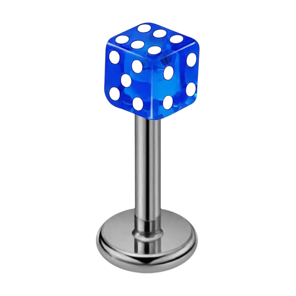 Surgical Steel 16 Gauge Flat Back Labret Stud with Acrylic Dice - photo 5
