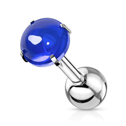 Surgical Steel 16 Gauge Tragus Barbell with Cabochon Stone - photo 6