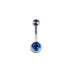 Titanium 14 Gauge Double CZ Belly Button Ring 14mm