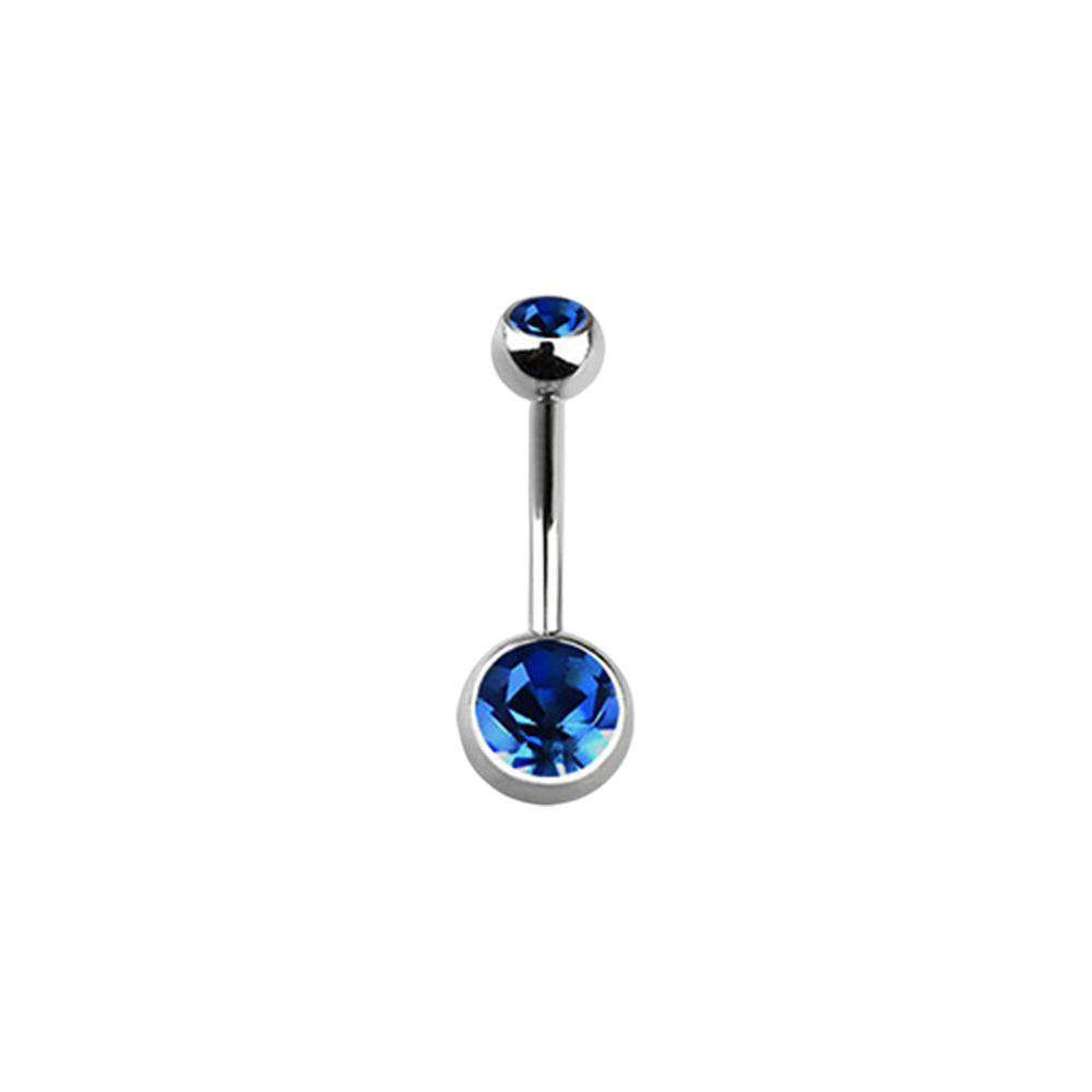 Titanium 14 Gauge Double CZ Belly Button Ring 14mm