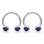 Surgical Steel 14 & 16 Gauge CZ Horseshoe Circular Barbell - Pair - photo 5
