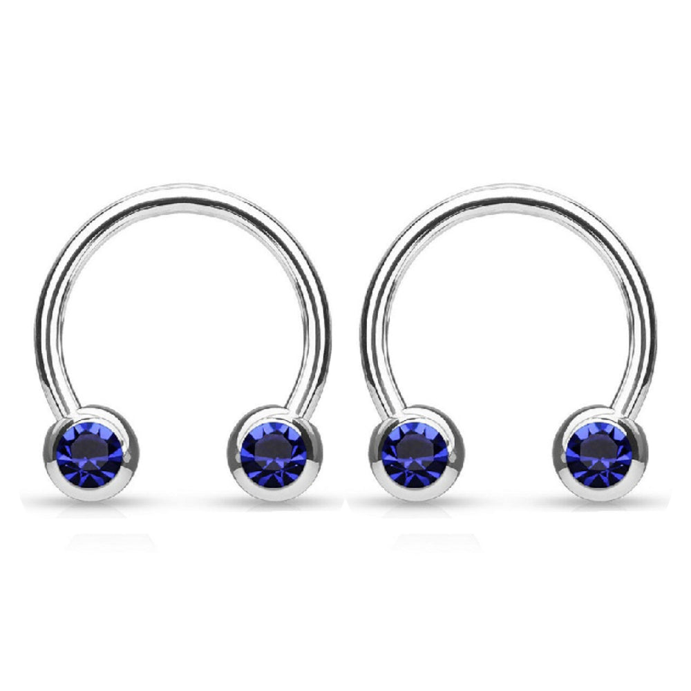 Surgical Steel 14 & 16 Gauge CZ Horseshoe Circular Barbell - Pair - photo 5