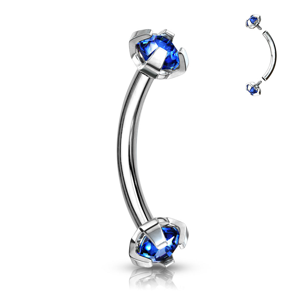 Surgical Steel Curved Barbell 16G 8mm with 3mm CZ Crystal - photo 5