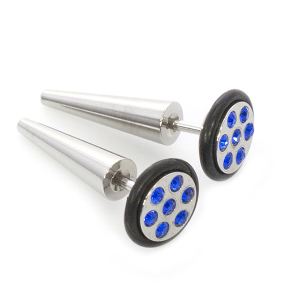 Surgical Steel 16 Gauge Fake Taper Ear Gauges with CZ - Pair - photo 6