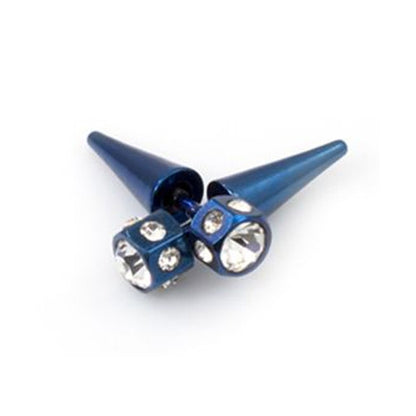 Surgical Steel 16 Gauge Crystal CZ Fake Taper Ear Gauges - Pair - photo 5